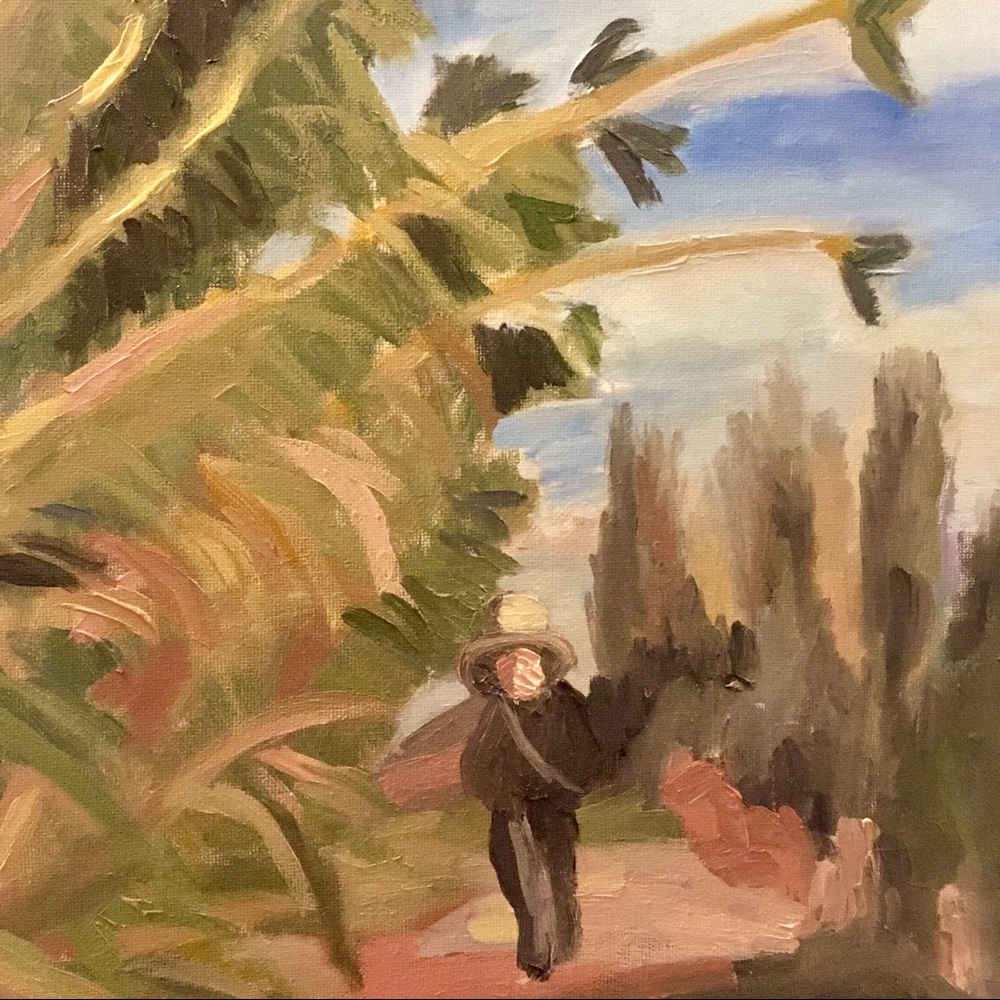 WARM TONE EXPRESSIVE landscape painting, oil on canvas